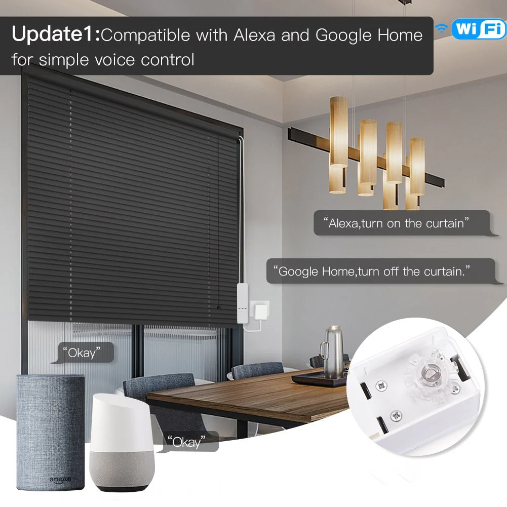 WiFi Smart Motorized Chain Roller Blinds Shade Shutter Drive Electric Curtain Motor RF Remote Automation Kit 2