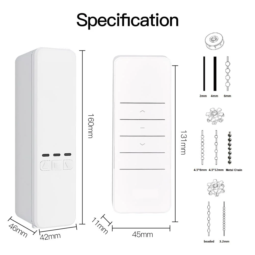 WiFi Smart Motorized Chain Roller Blinds Shade Shutter Drive Electric Curtain Motor RF Remote Automation Kit 6