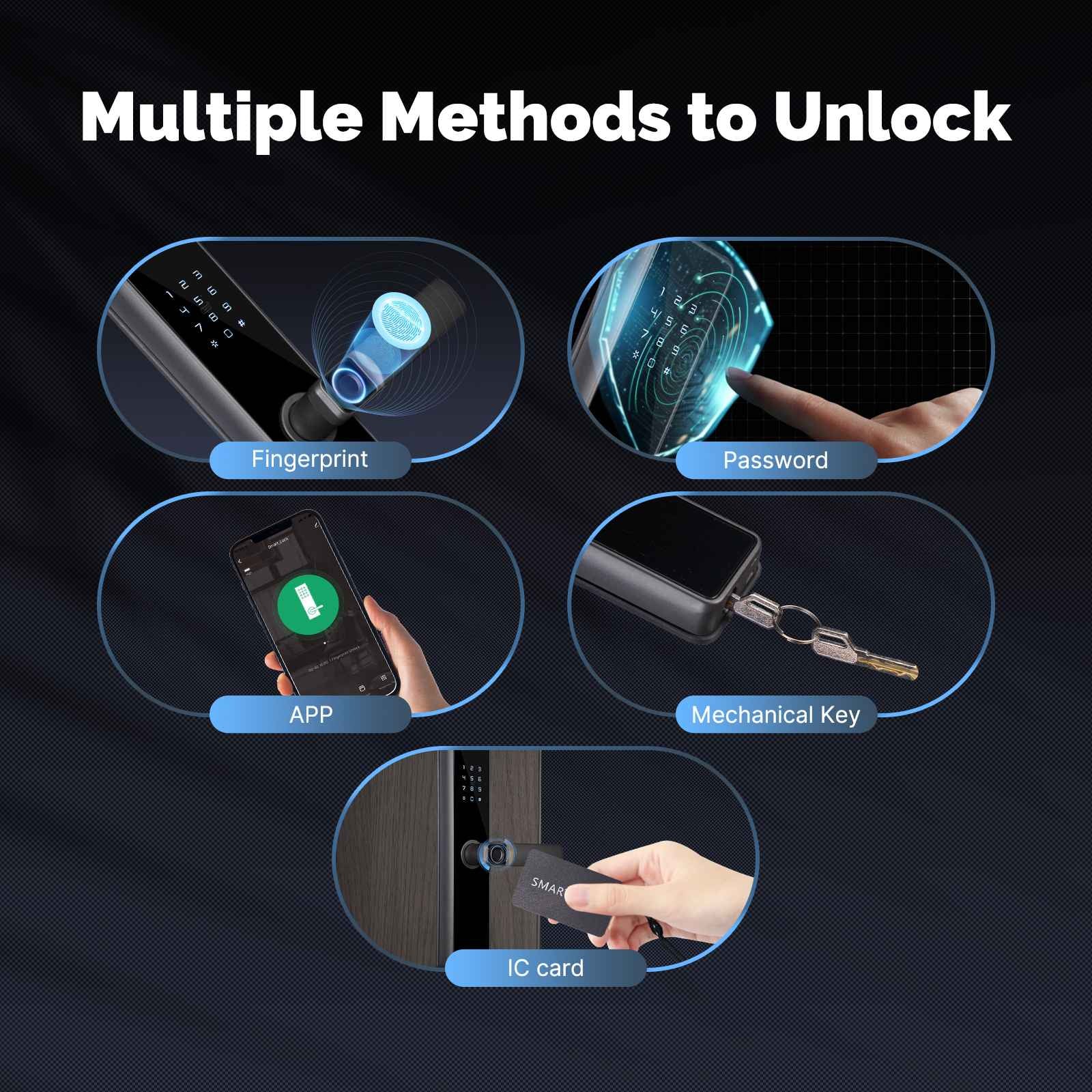 WiFi/Zigbee Smart Door Lock Fingerprint Remote Unlock Antihijack Tamper Alarm Multiple Unlocking 6
