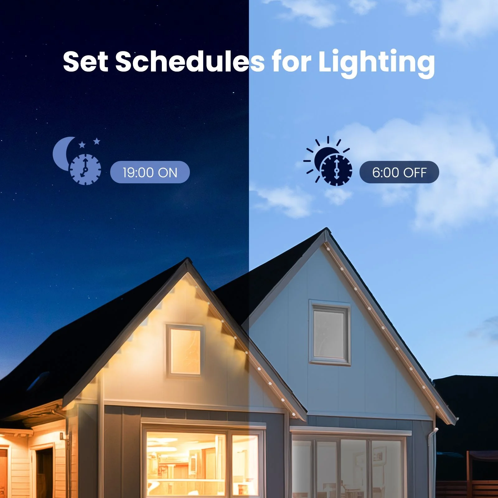 WiFi Smart Eaves String LED Lights Outdoor IP67 Waterproof 1600 Million RGB Color 3