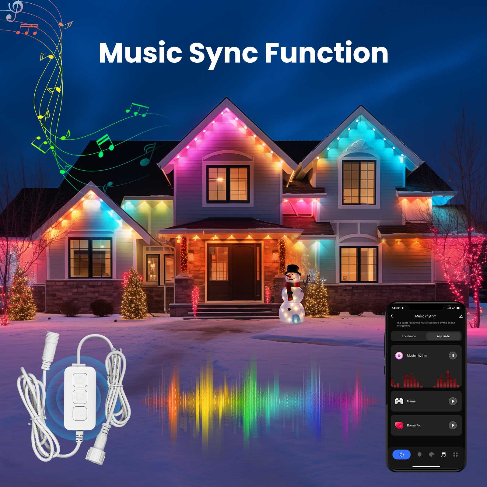 WiFi Smart Eaves String LED Lights Outdoor IP67 Waterproof 1600 Million RGB Color 5