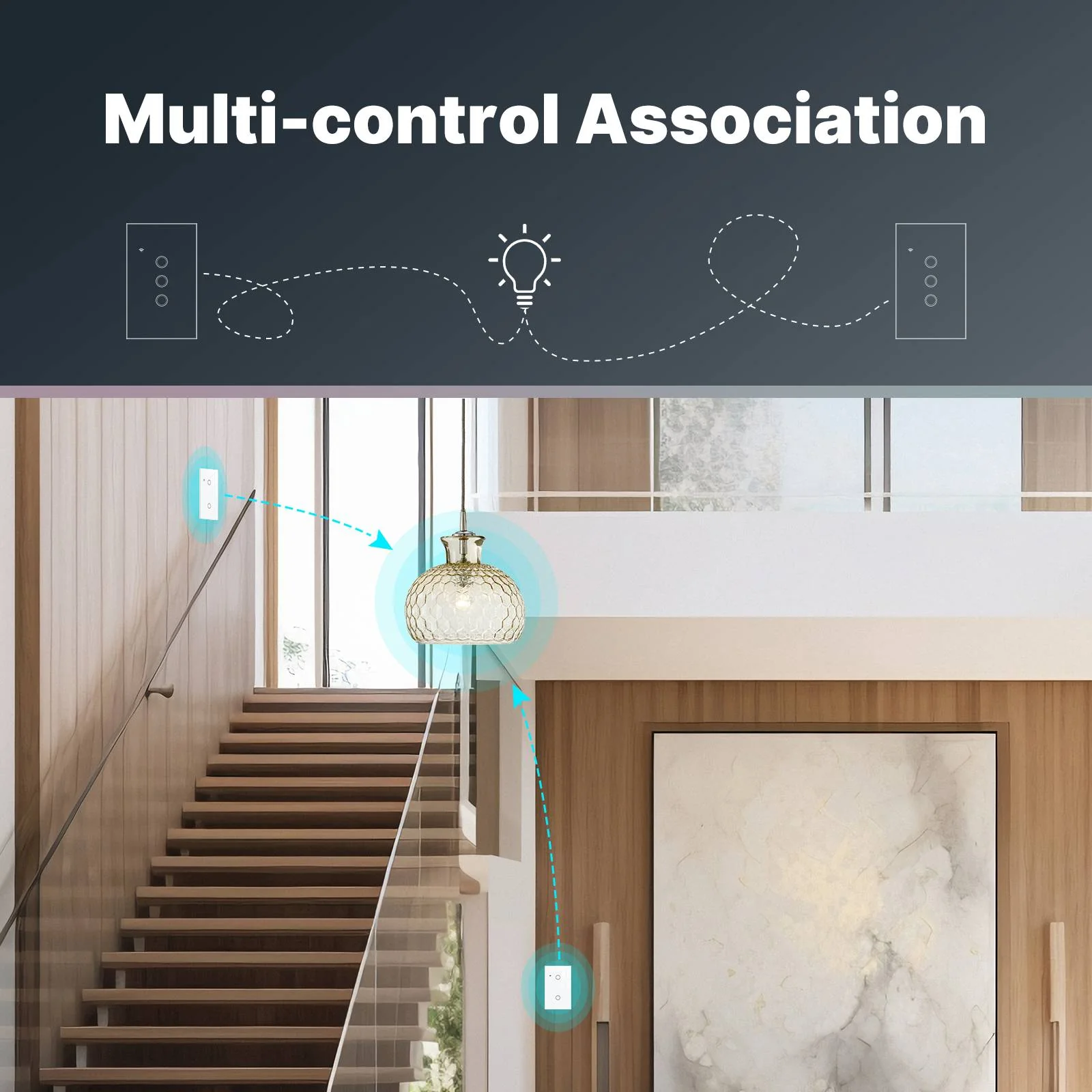 WiFi Smart Light Switch Wall Touch Glass Switch No Neutral Wire Required US Standard 7