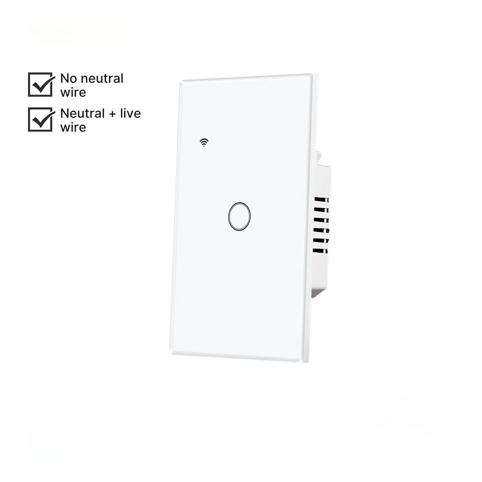 WiFi Smart Light Switch Wall Touch Glass Switch No Neutral Wire Required US Standard 9