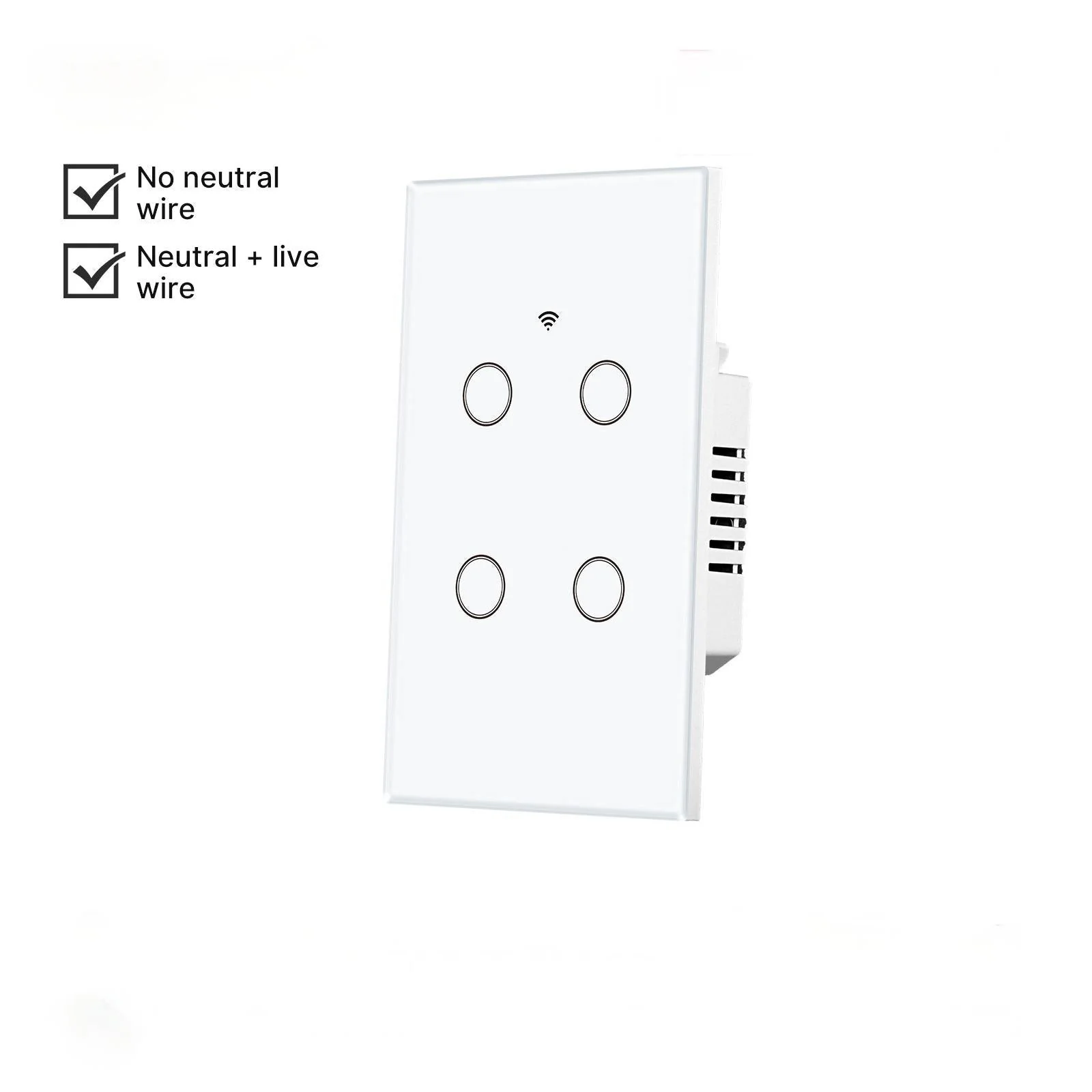 WiFi Smart Light Switch Wall Touch Glass Switch No Neutral Wire Required US Standard 12