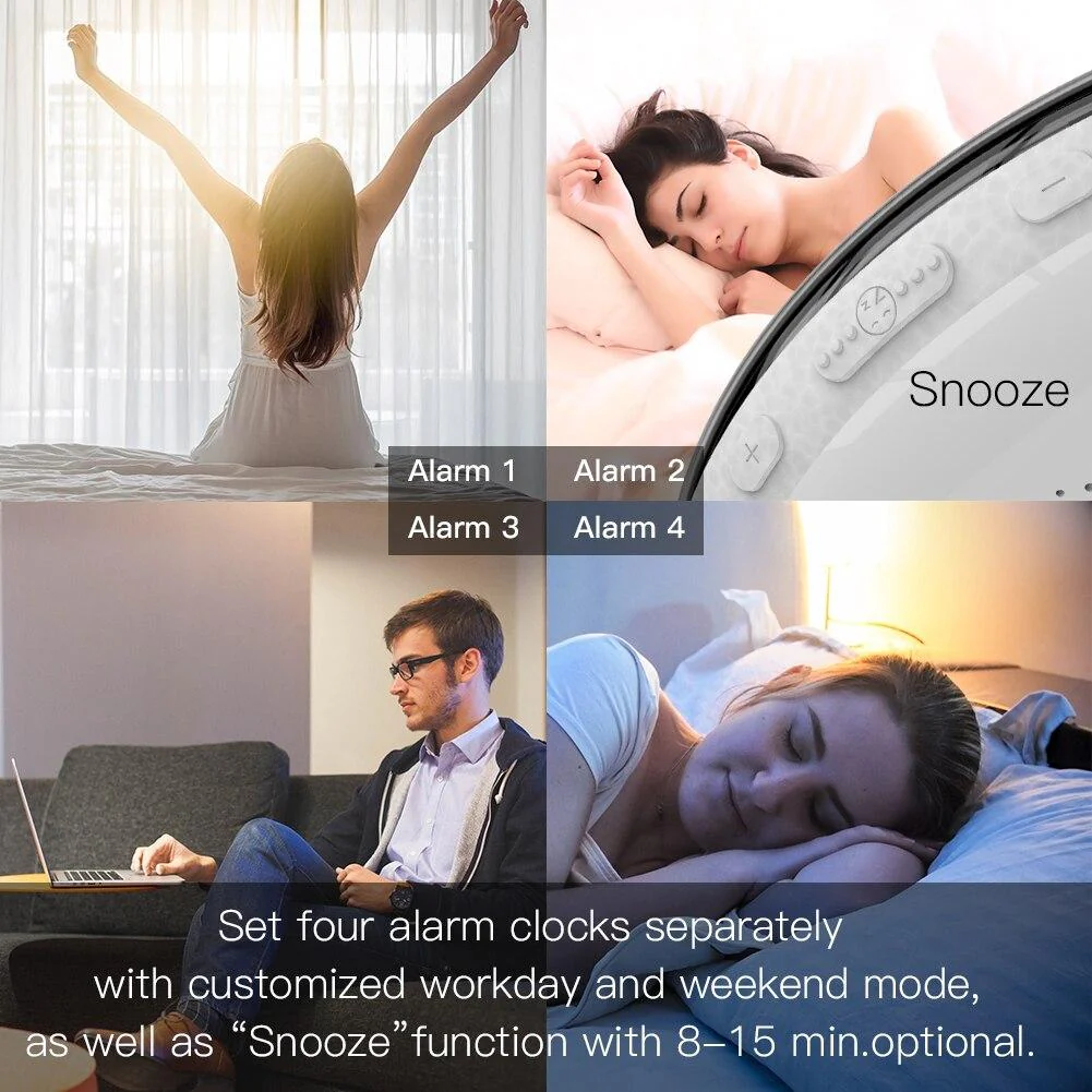 MOES WiFi Smart Clock Wake Up 7 Colors Light Natural Sound Clock With FM Radio 4
