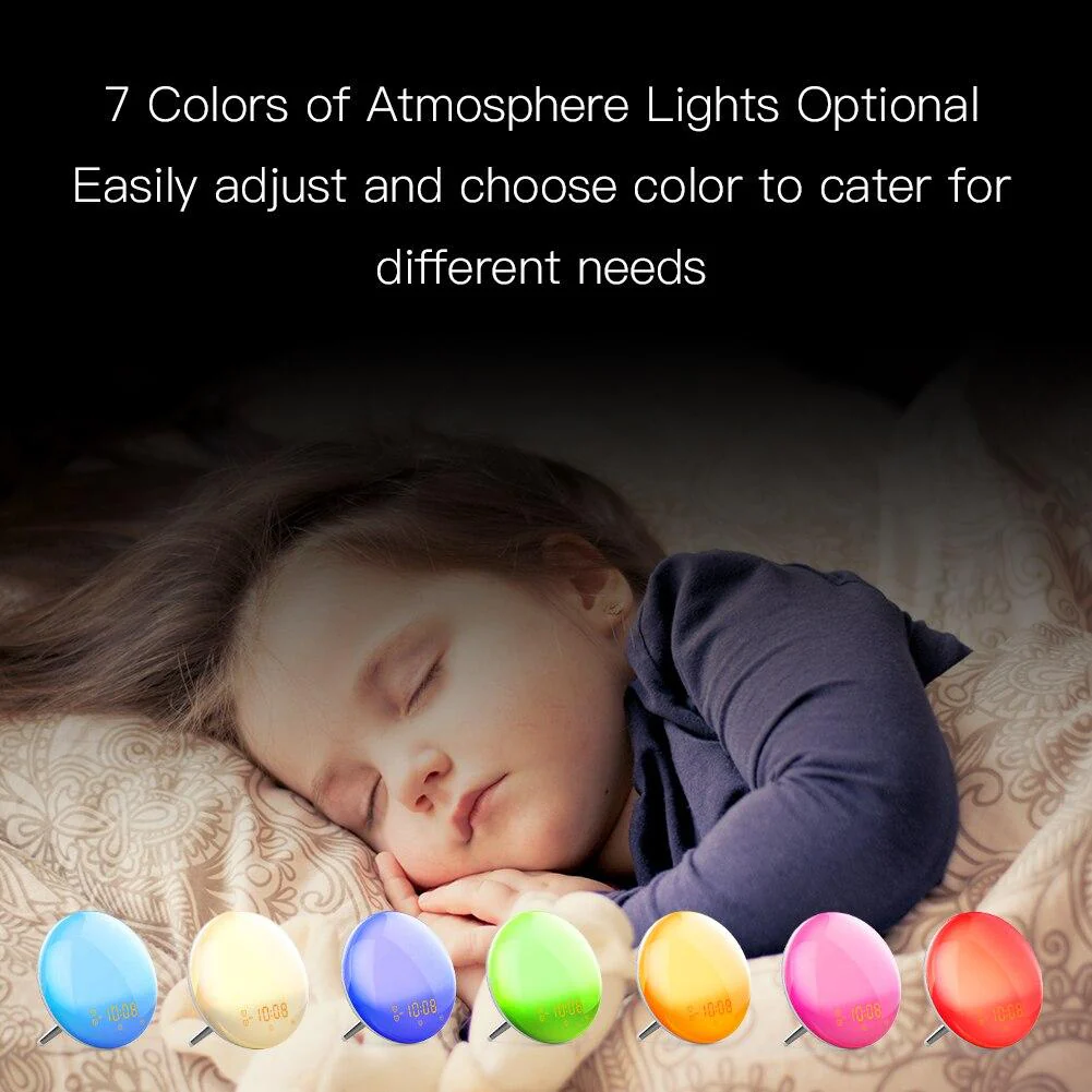 MOES WiFi Smart Clock Wake Up 7 Colors Light Natural Sound Clock With FM Radio 5