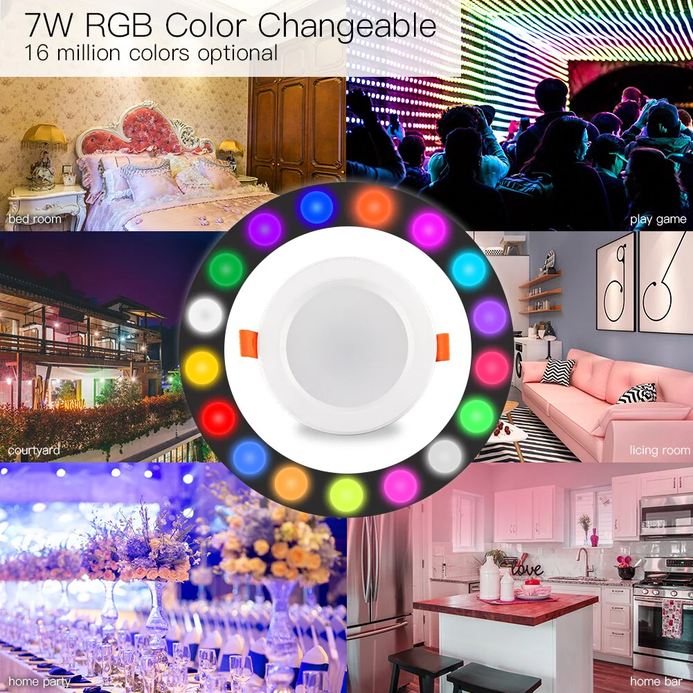 MOES WiFi Smart LED Downlight Dimmable Round Colorful Spotlight Lighting 7W RGB Color Changing Bulb 2