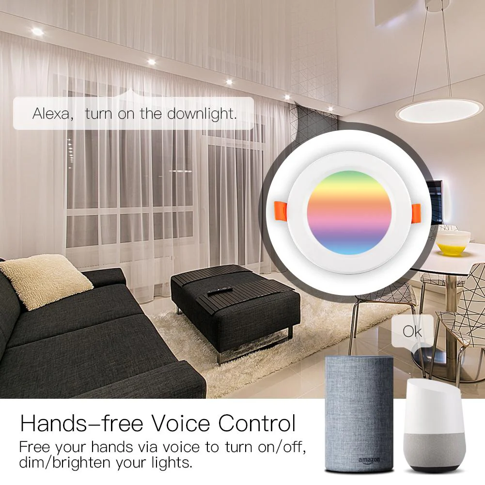 MOES WiFi Smart LED Downlight Dimmable Round Colorful Spotlight Lighting 7W RGB Color Changing Bulb 4