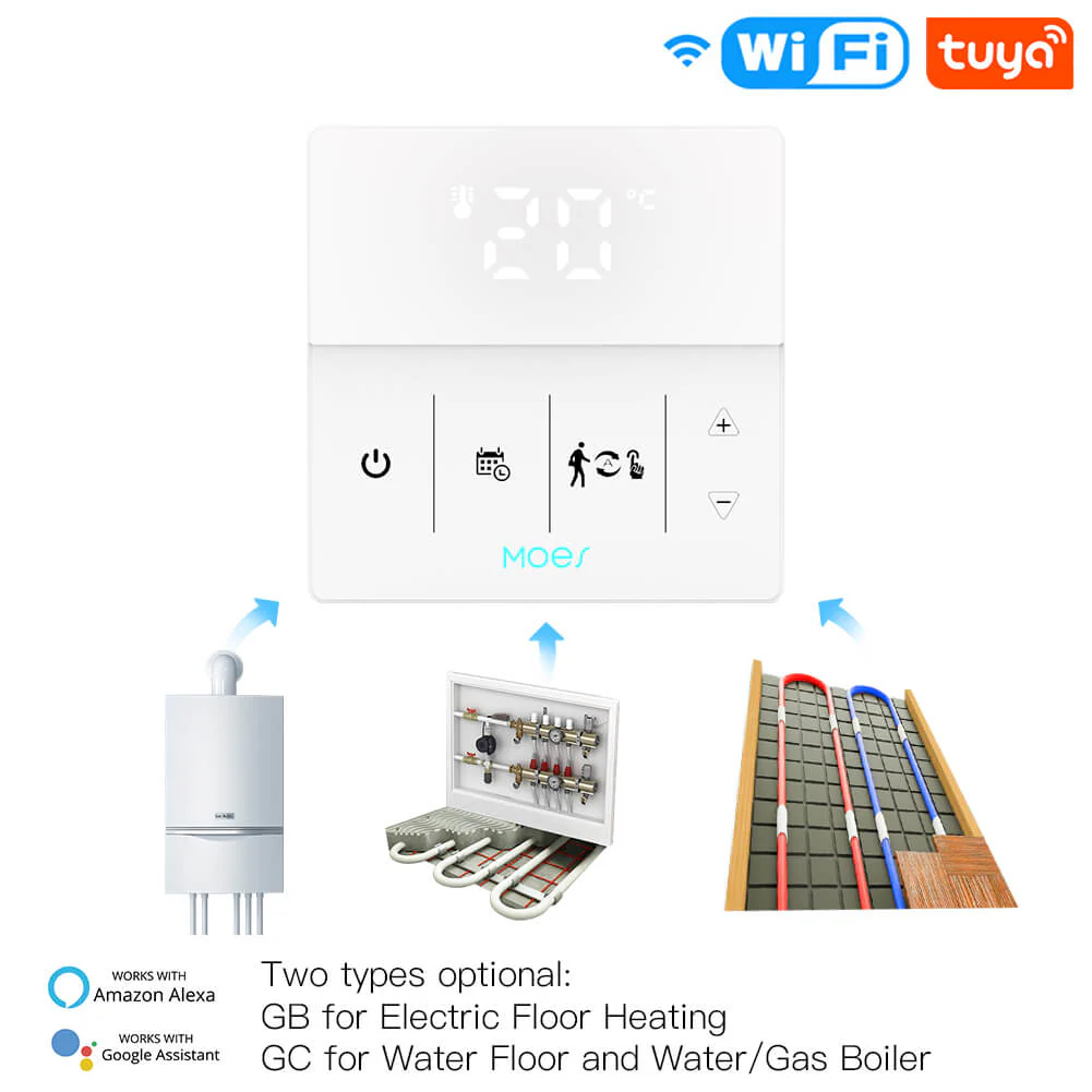 WiFi Smart Programmable Thermostat Electric Underfloor Heating Touch Screen Temperature Controller Logo Color Adjustable 2