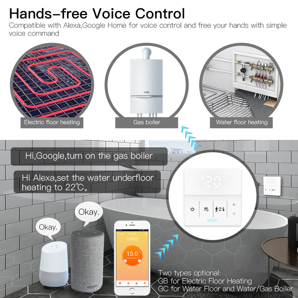 WiFi Smart Programmable Thermostat Electric Underfloor Heating Touch Screen Temperature Controller Logo Color Adjustable 3