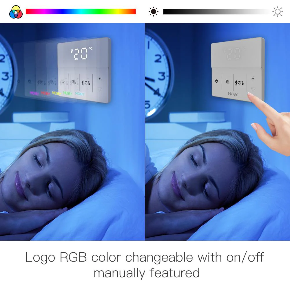 WiFi Smart Programmable Thermostat Electric Underfloor Heating Touch Screen Temperature Controller Logo Color Adjustable 5