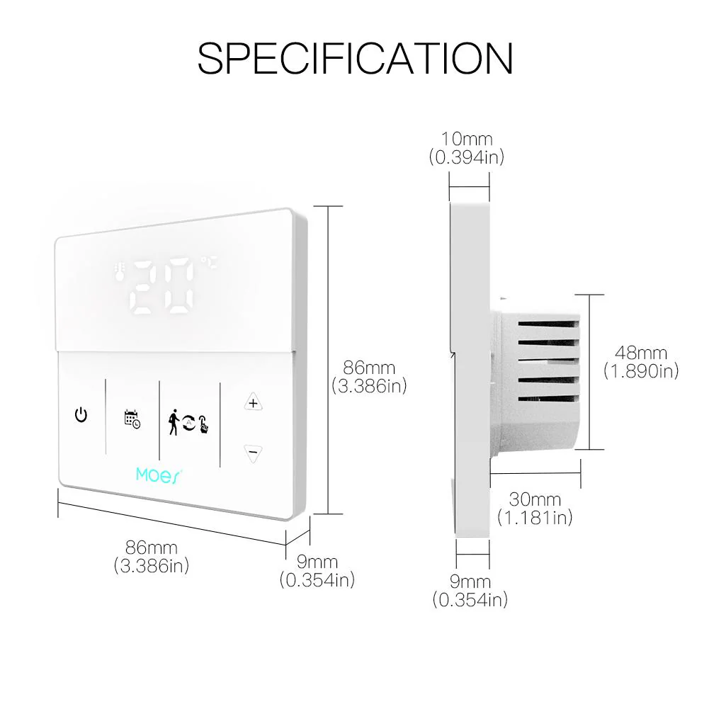 WiFi Smart Programmable Thermostat Electric Underfloor Heating Touch Screen Temperature Controller Logo Color Adjustable 7