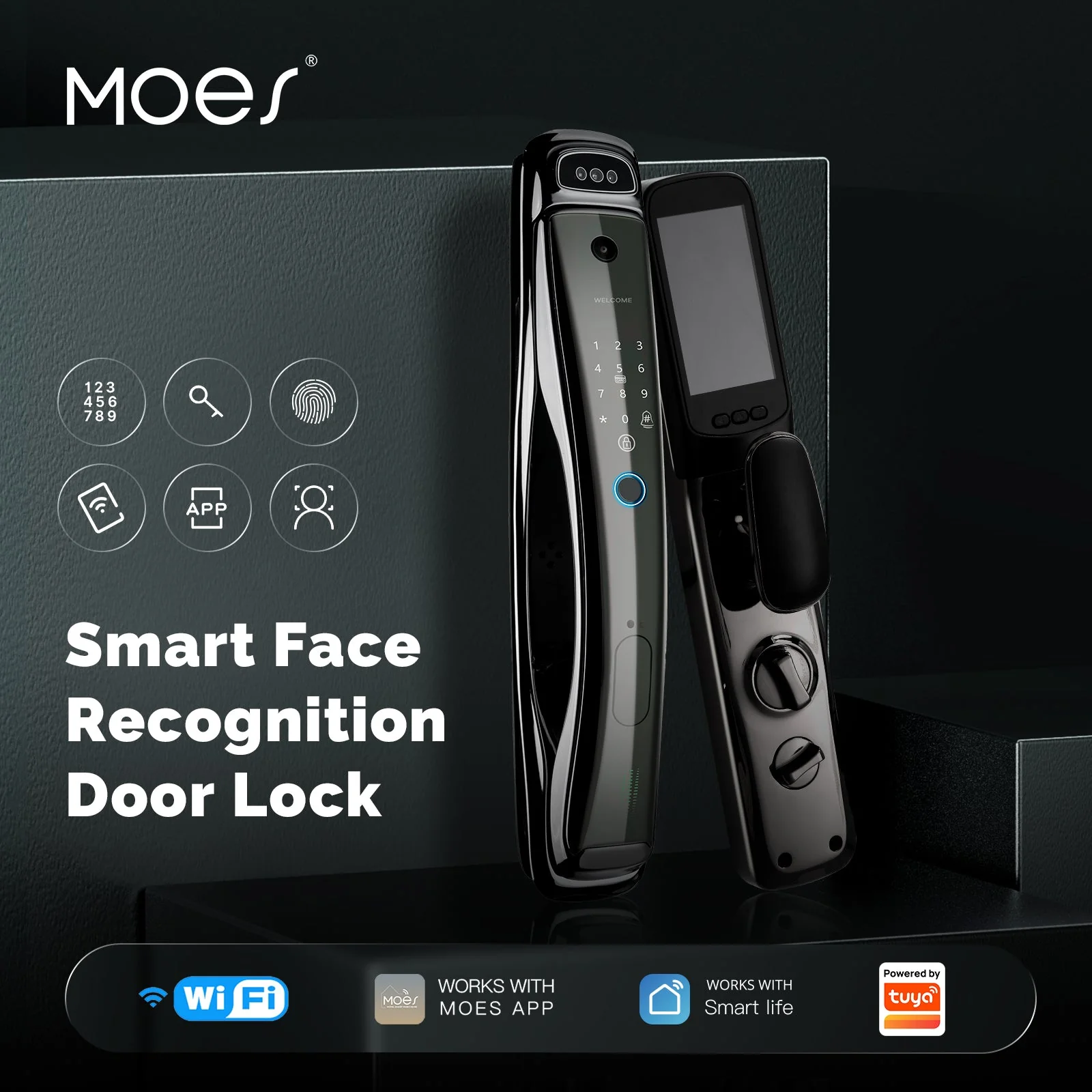 WiFi Smart Security Door Lock 3D Face Recognition Fingerprint Wake Infrared Night Vision 2