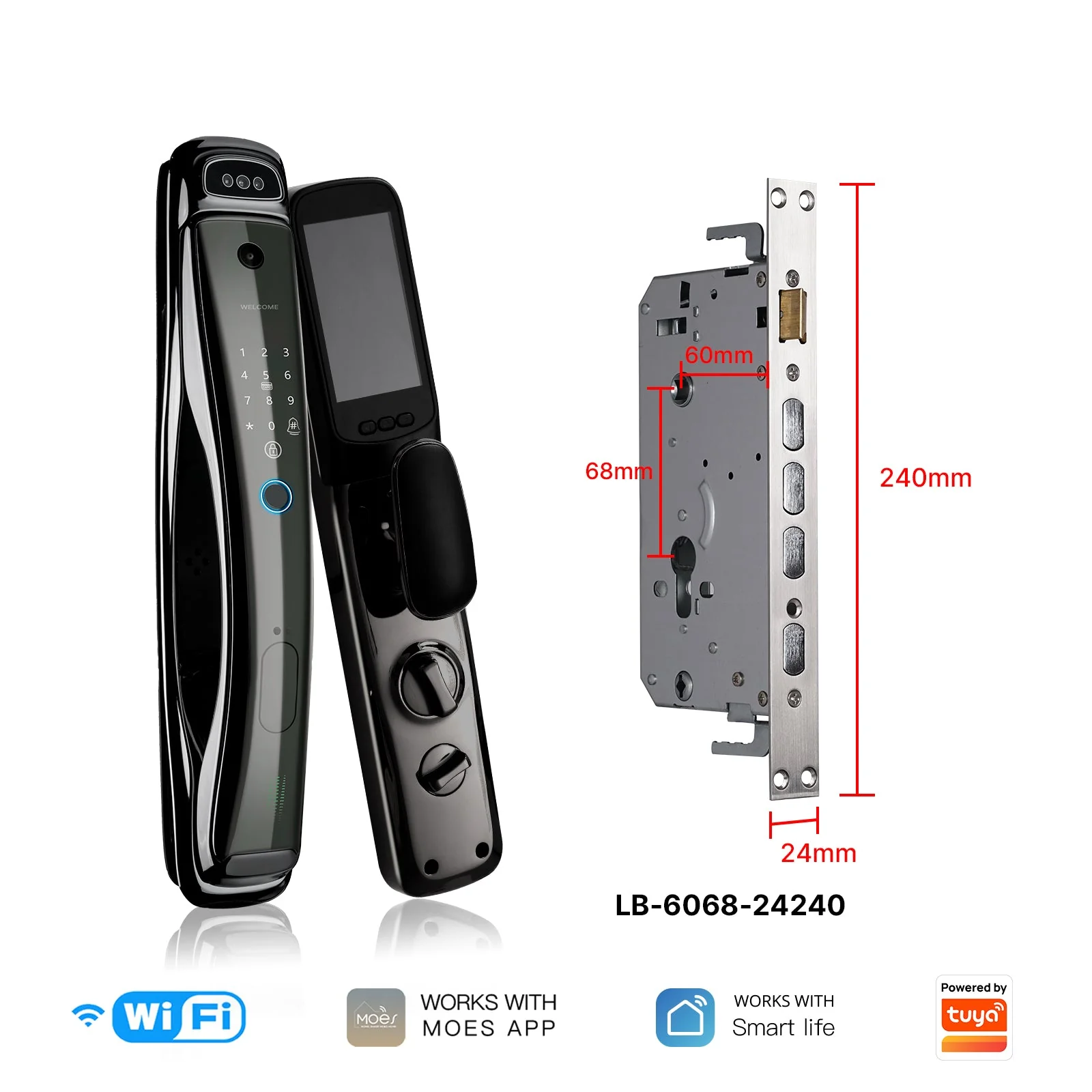 WiFi Smart Security Door Lock 3D Face Recognition Fingerprint Wake Infrared Night Vision 10