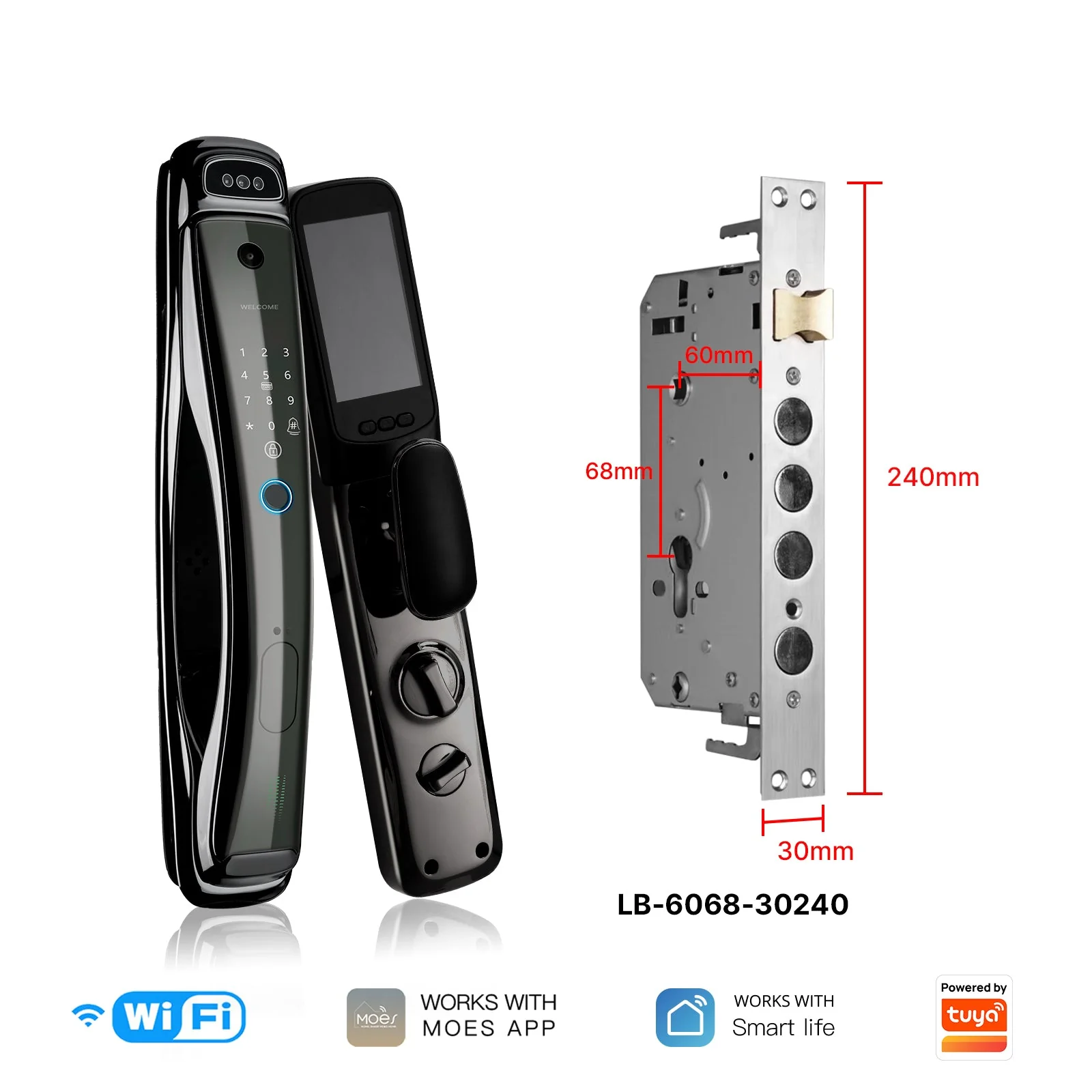 WiFi Smart Security Door Lock 3D Face Recognition Fingerprint Wake Infrared Night Vision 11