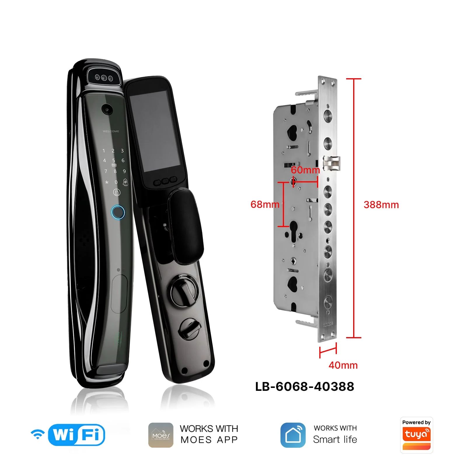 WiFi Smart Security Door Lock 3D Face Recognition Fingerprint Wake Infrared Night Vision 12