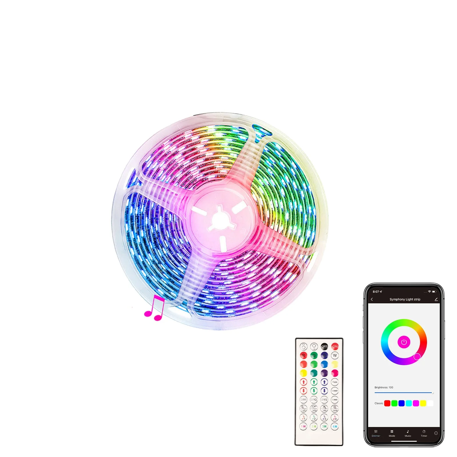MOES WiFi Smart LED Light Strip RGB Strip Light 5050 Controller Party Music Sync Mic Sound Color Changing LED Strips with Remote 7