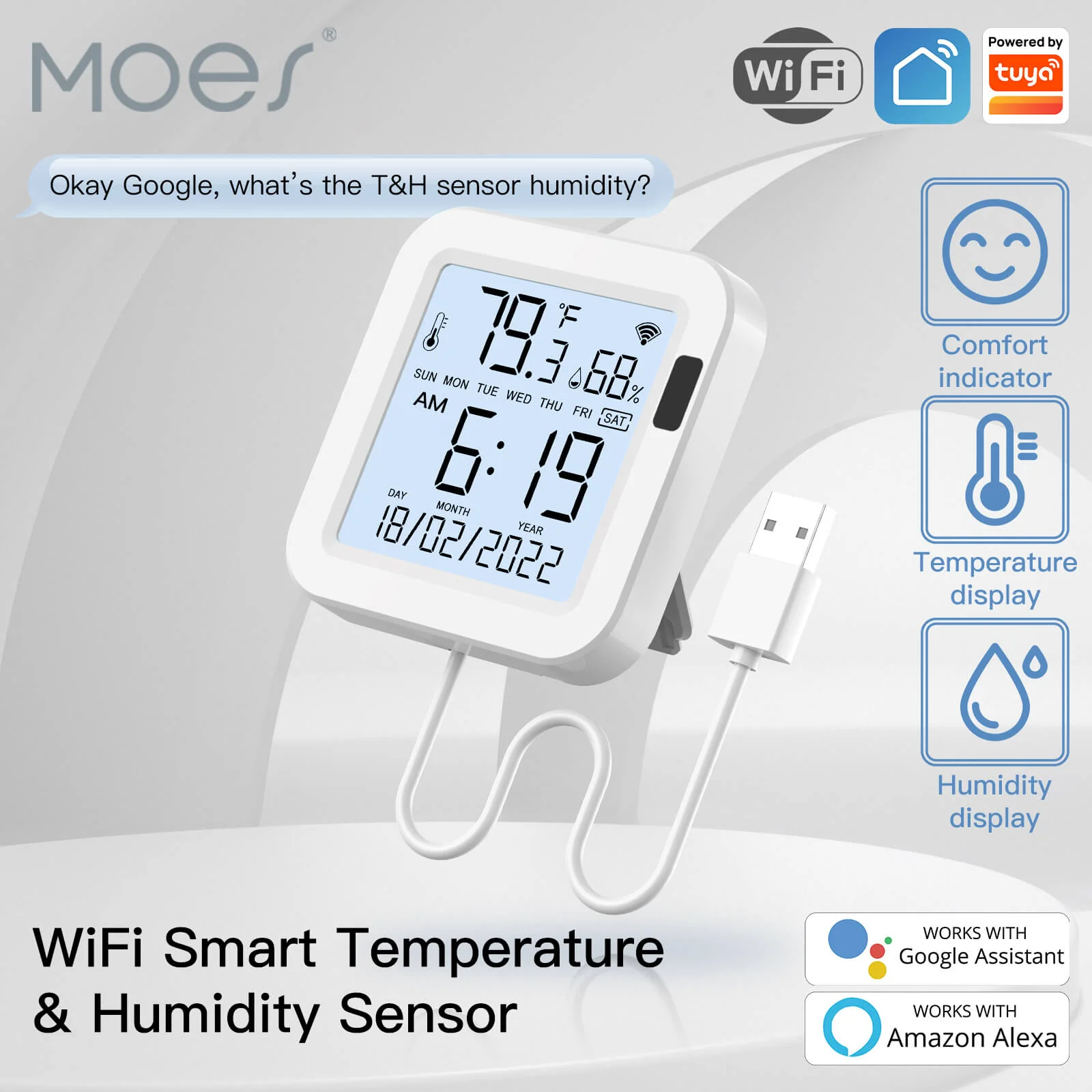 MOES WiFi Smart Temperature & Humidity Sensor with LCD Screen 2