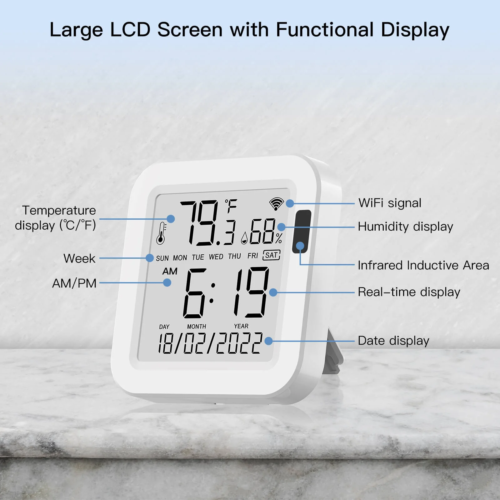 MOES WiFi Smart Temperature & Humidity Sensor with LCD Screen 3