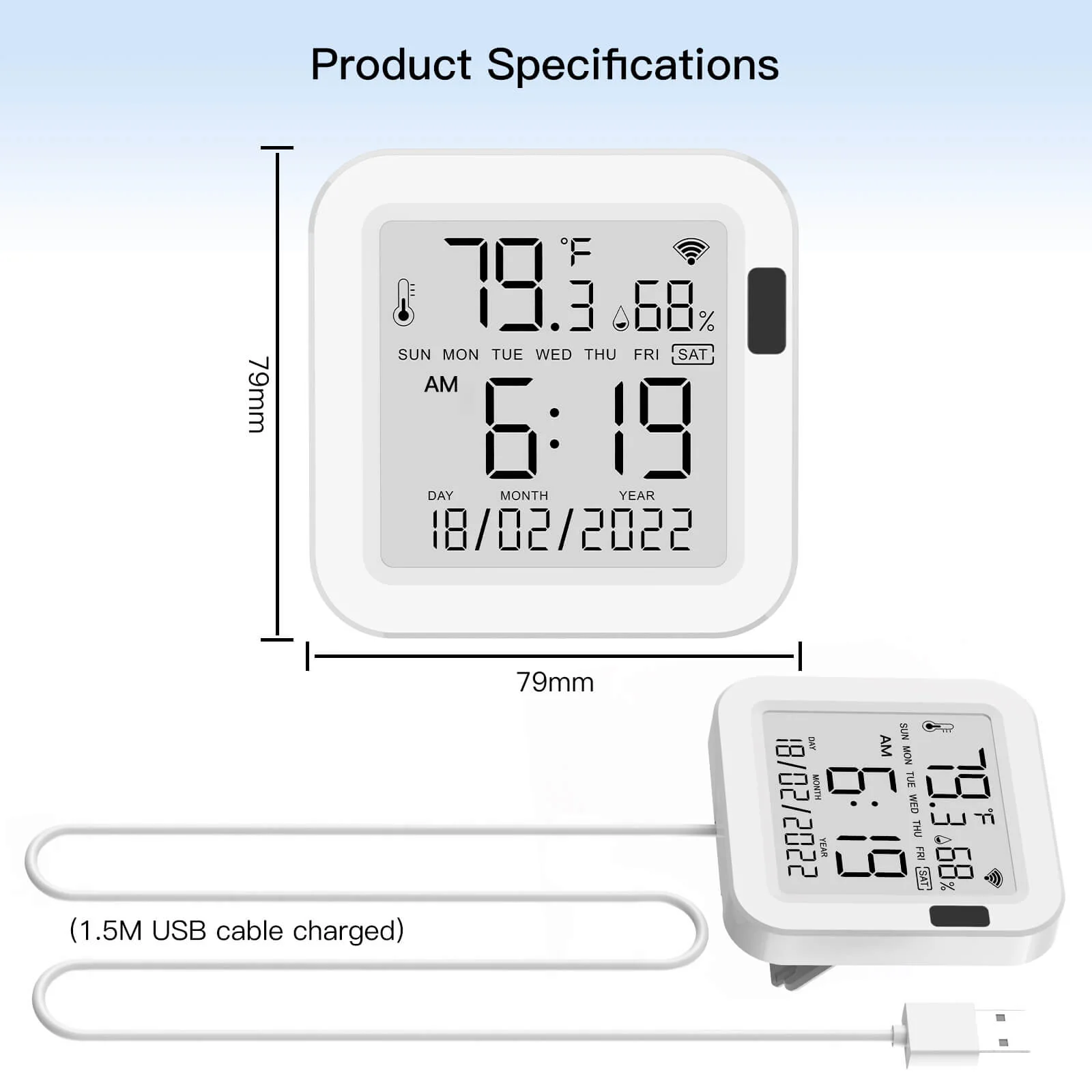 MOES WiFi Smart Temperature & Humidity Sensor with LCD Screen 7