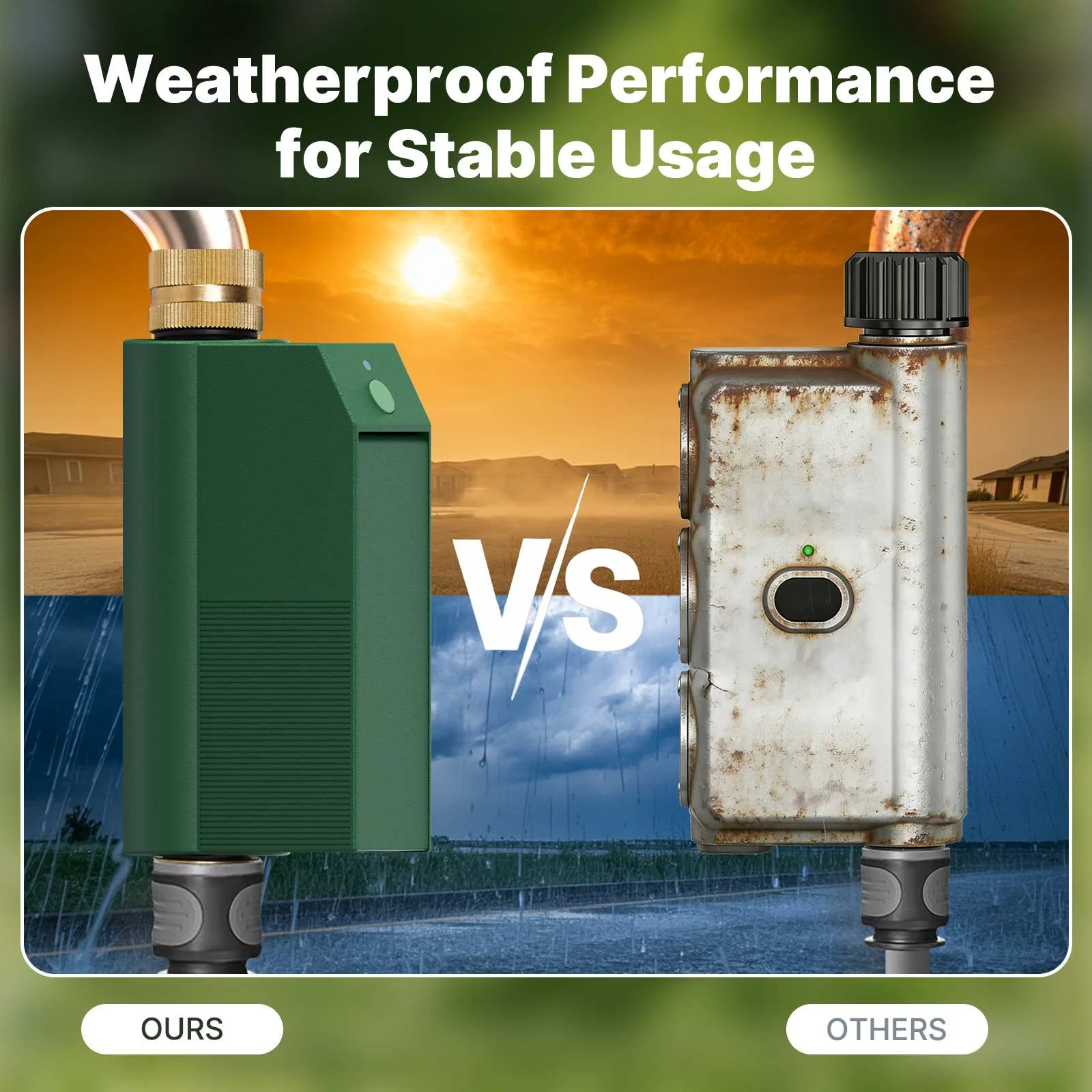 WiFi Smart Water Timer with Flow Meter, Brass Valve, IP65 Waterproof Irrigation Controller Alexa Google 3