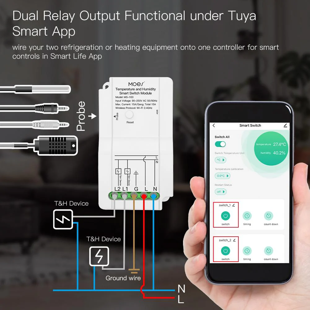 WiFi Smart Temperature and Humidity Control Switch Module Sensor 2
