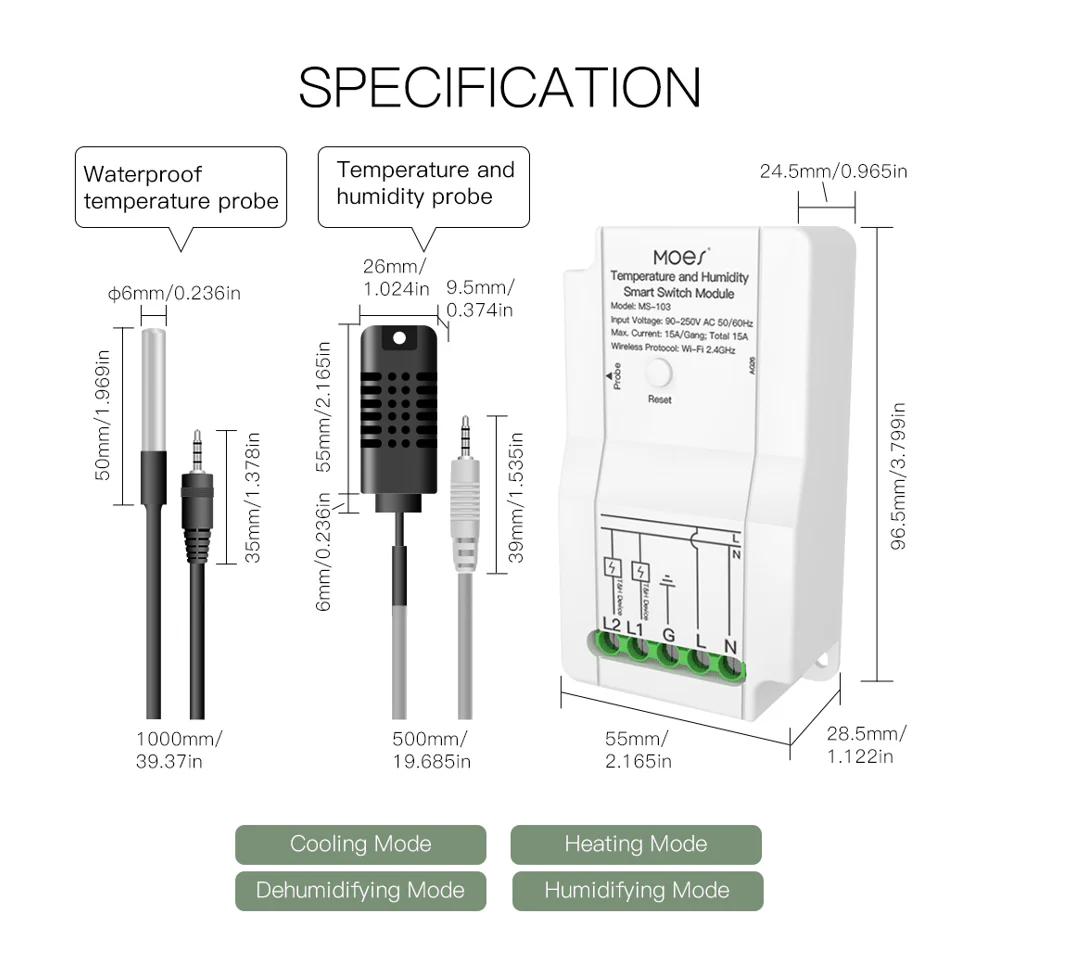 WiFi Smart Temperature and Humidity Control Switch Module Sensor 6