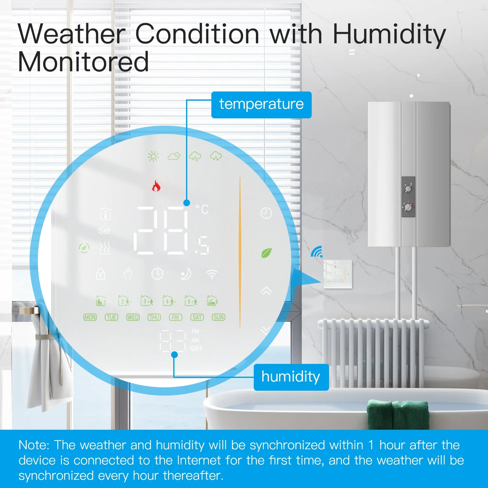 WiFi Programmable Thermostat Room Temperature Controller for Water/ Electric /Gas /Boiler floor Heating 3