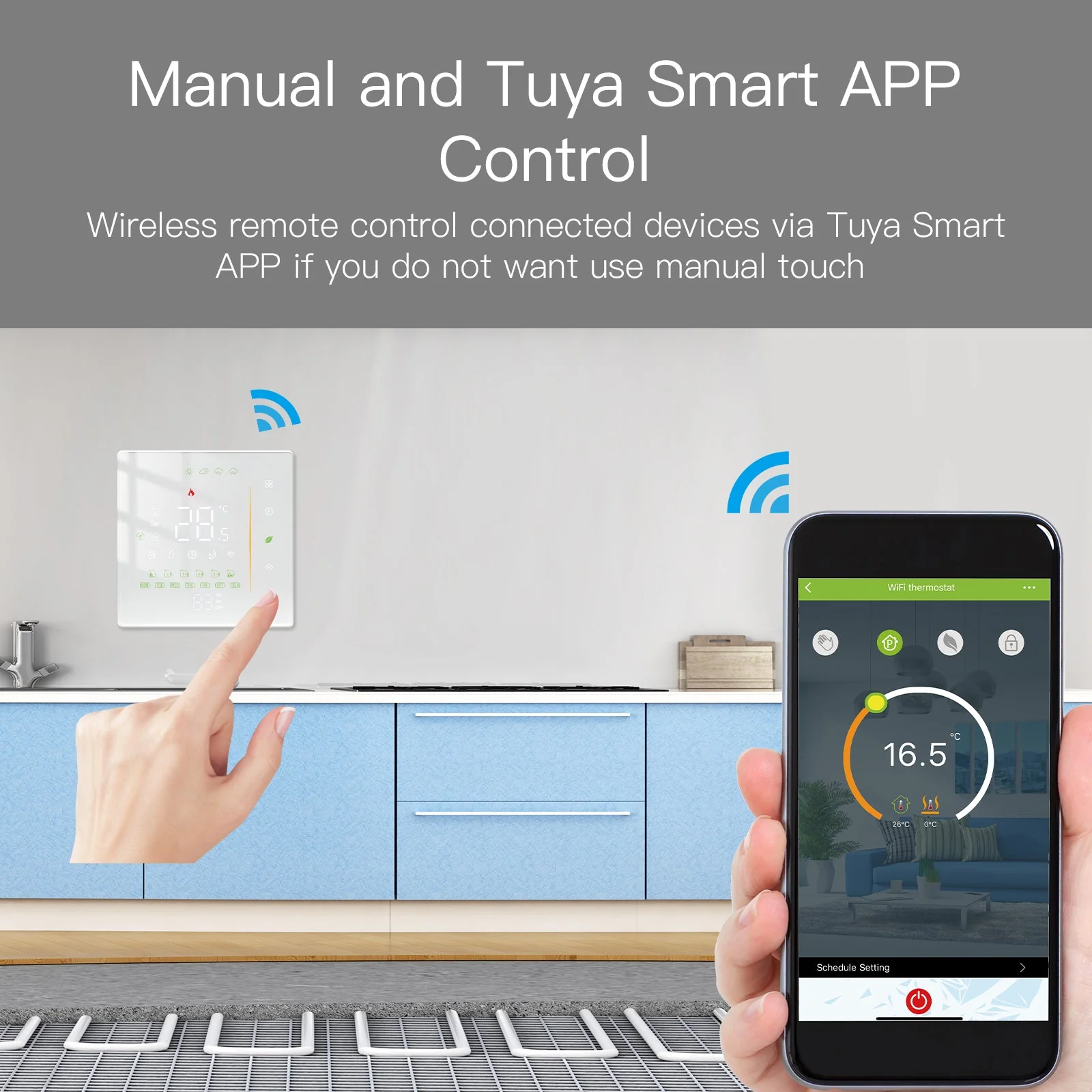 WiFi Programmable Thermostat Room Temperature Controller for Water/ Electric /Gas /Boiler floor Heating 5