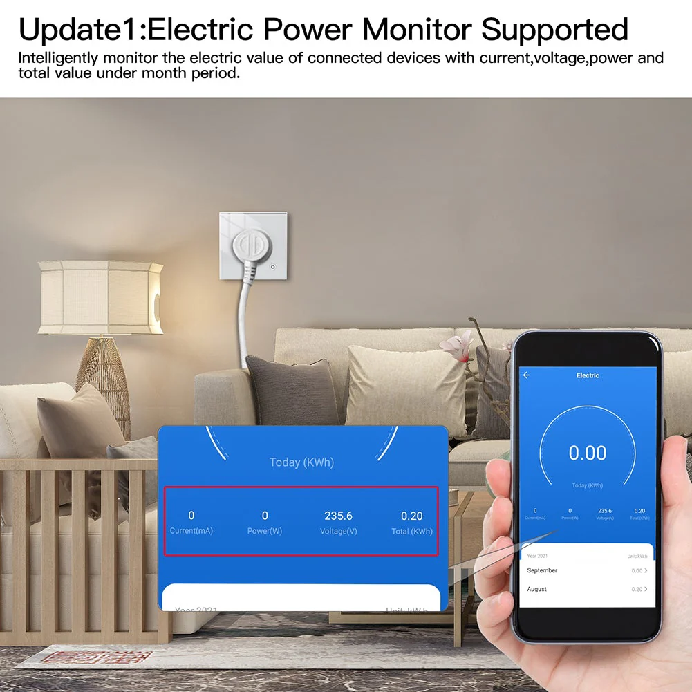 WiFi Smart Wall Socket Glass Panel Outlet Power Monitor Touch Plug Relay Status Light Mode Adjustable EU 3