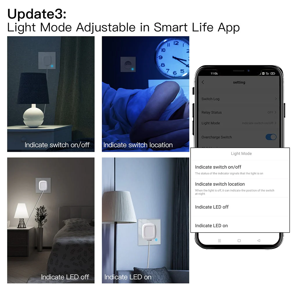 WiFi Smart Wall Socket Glass Panel Outlet Power Monitor Touch Plug Relay Status Light Mode Adjustable EU 5