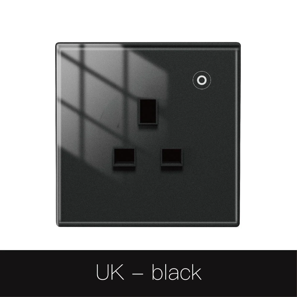 WiFi Smart Wall Socket Glass Panel Outlet Power Monitor Touch Plug Relay Status Light Mode Adjustable EU 10
