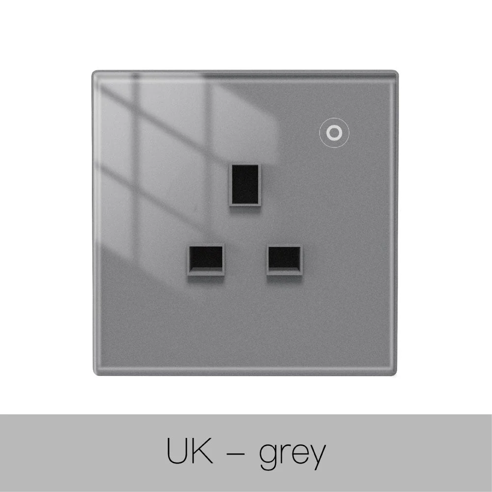 WiFi Smart Wall Socket Glass Panel Outlet Power Monitor Touch Plug Relay Status Light Mode Adjustable EU 12