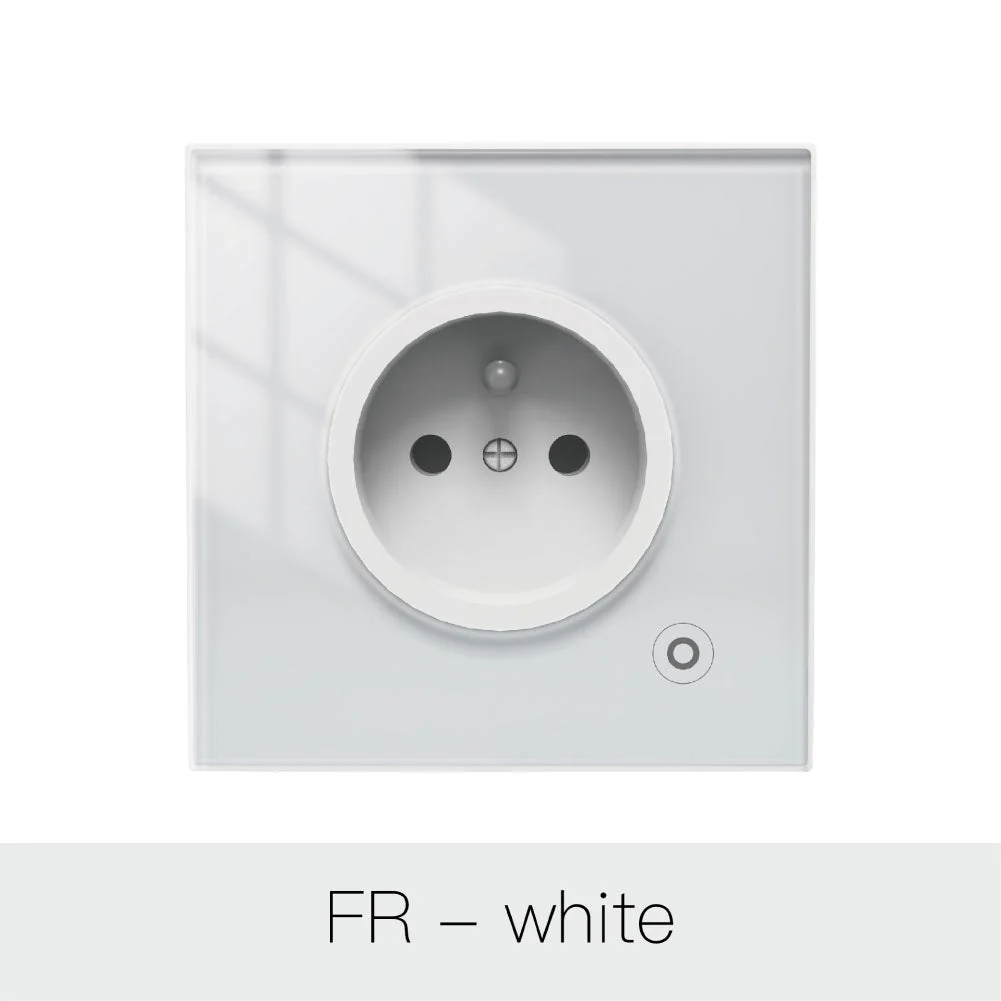 WiFi Smart Wall Socket Glass Panel Outlet Power Monitor Touch Plug Relay Status Light Mode Adjustable EU 14