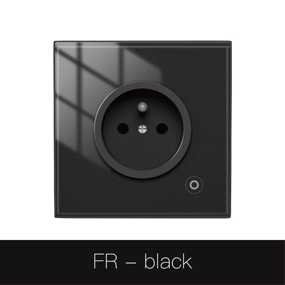 WiFi Smart Wall Socket Glass Panel Outlet Power Monitor Touch Plug Relay Status Light Mode Adjustable EU 15