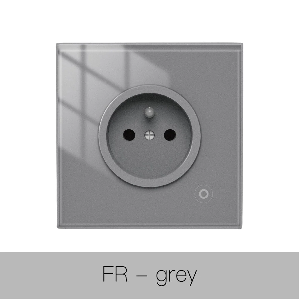 WiFi Smart Wall Socket Glass Panel Outlet Power Monitor Touch Plug Relay Status Light Mode Adjustable EU 16