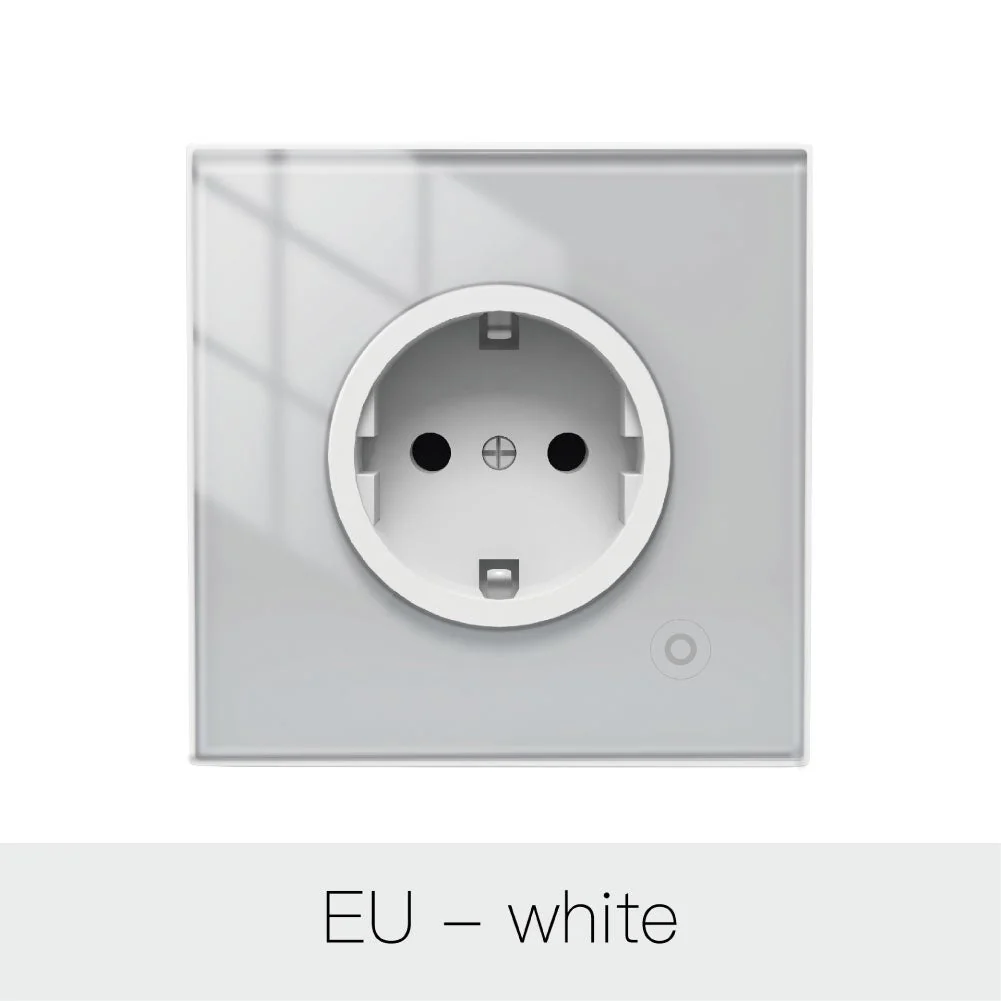 WiFi Smart Wall Socket Glass Panel Outlet Power Monitor Touch Plug Relay Status Light Mode Adjustable EU 19