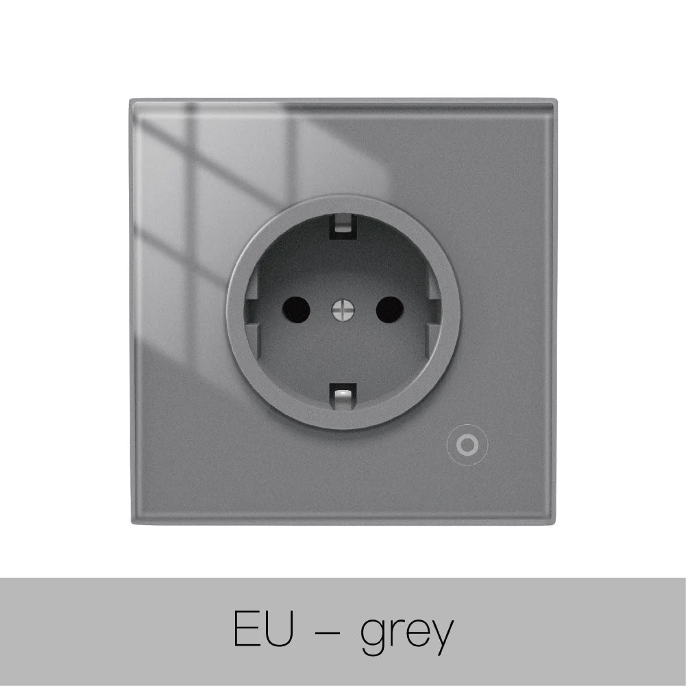 WiFi Smart Wall Socket Glass Panel Outlet Power Monitor Touch Plug Relay Status Light Mode Adjustable EU 20