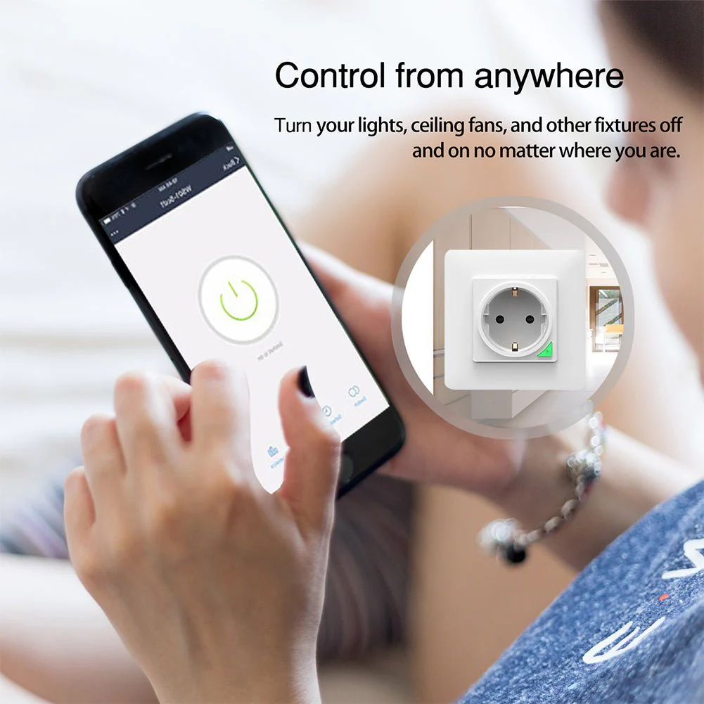 WiFi Smart Light Wall Switch Socket Outlet Push Button EU Version 2