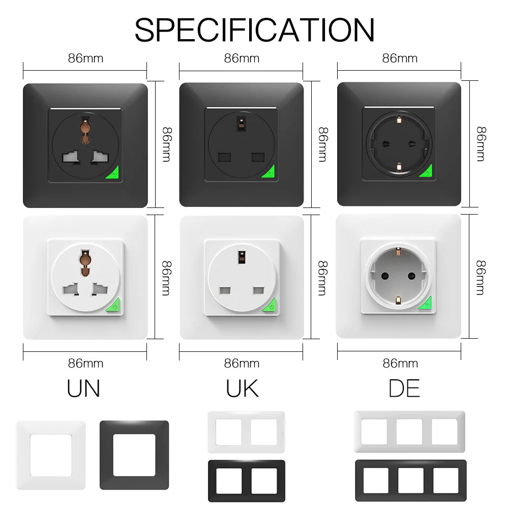 WiFi Smart Light Wall Switch Socket Outlet Push Button EU Version 6