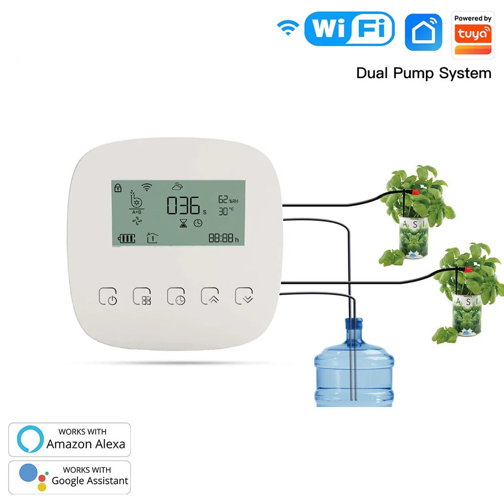 WiFi Smart Plant Water Pump Watering Machine Automatic Micro-drip Irrigation System Dual Pump Watering Timer 2