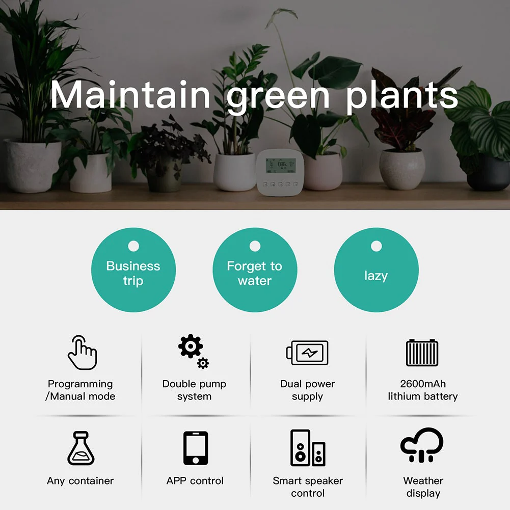 WiFi Smart Plant Water Pump Watering Machine Automatic Micro-drip Irrigation System Dual Pump Watering Timer 3