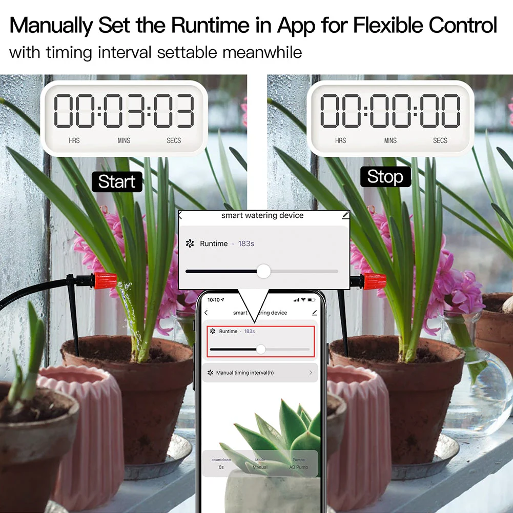 WiFi Smart Plant Water Pump Watering Machine Automatic Micro-drip Irrigation System Dual Pump Watering Timer 5
