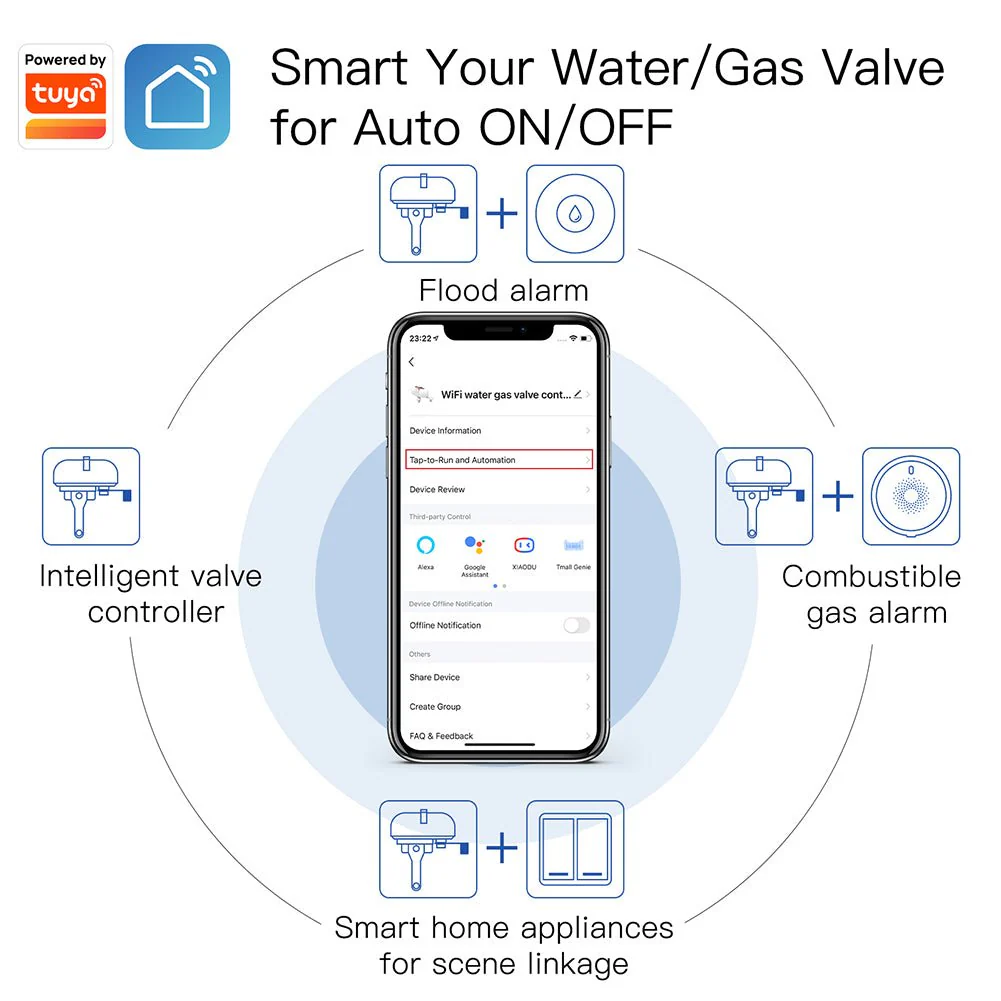 WiFi Smart Water Gas Valve Controller Pipeline Auto Shut OFF 3