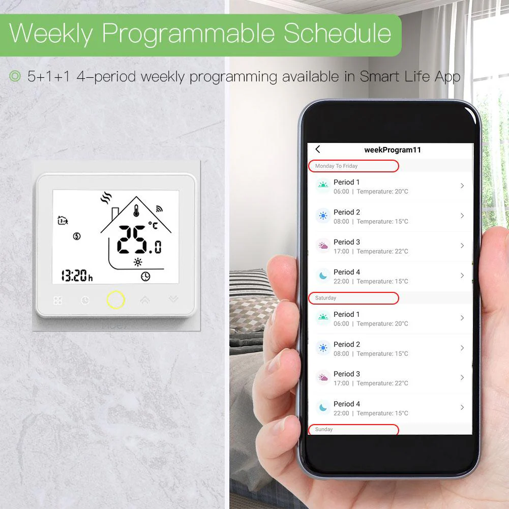 ZigBee Smart Thermostat Programmable Temperature Controller for Water Floor Heating 3