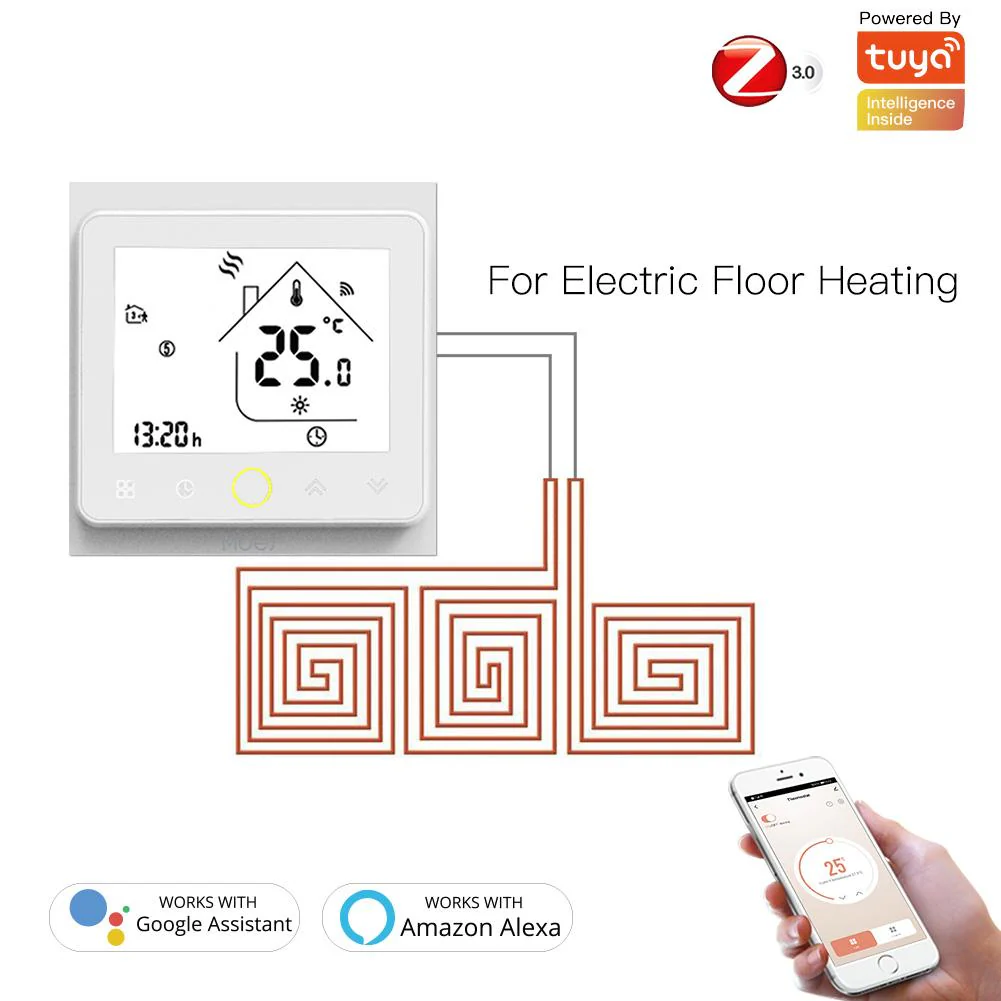 ZigBee Smart Thermostat Programmable Temperature Controller for Water Floor Heating 12