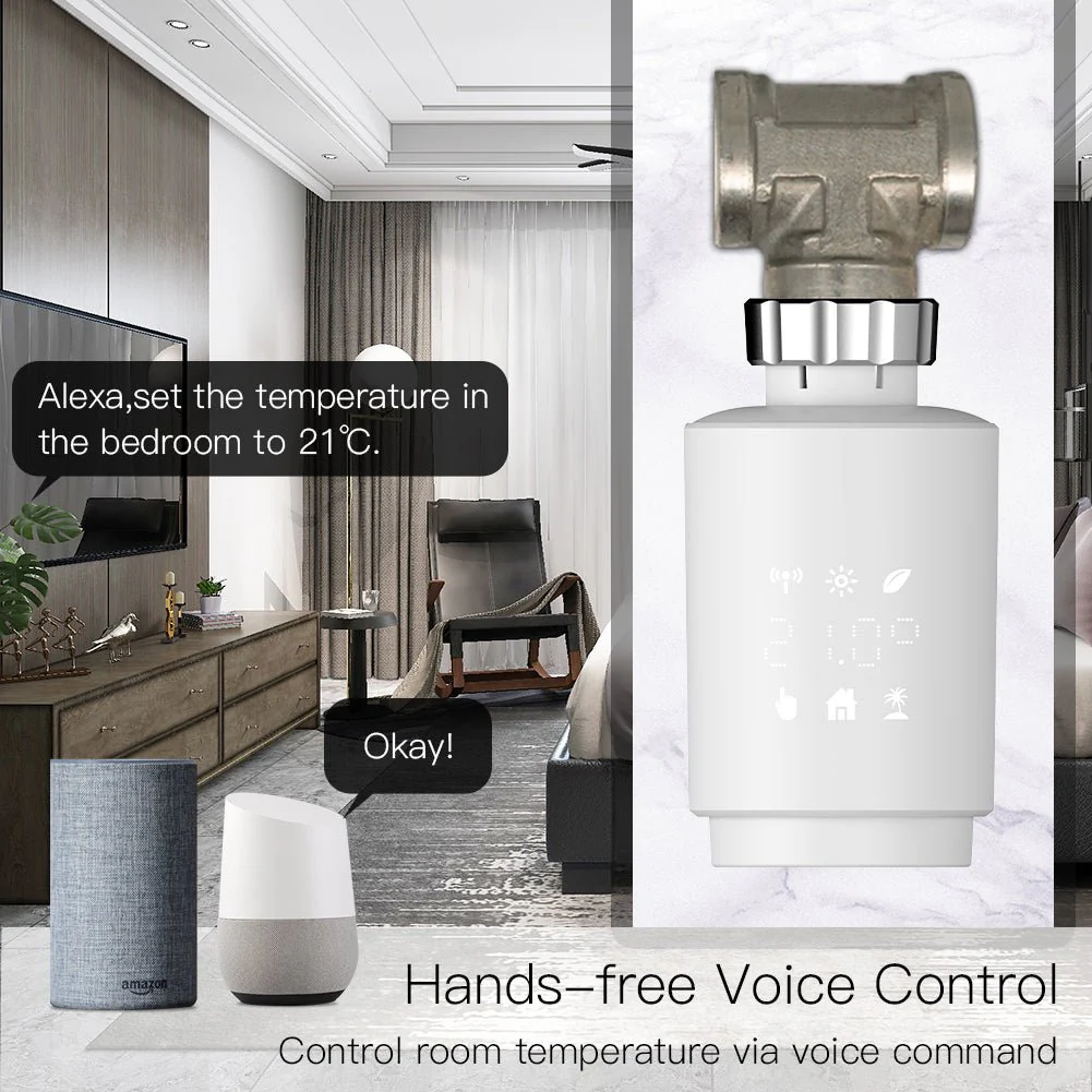 Zigbee Smart Thermostat Radiator Valve Energy Saving 2MQTT Digital Timer Voice Remote Control TRV 3