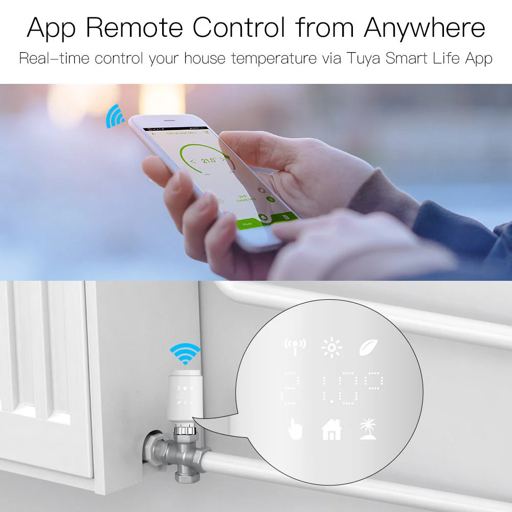 Zigbee Smart Thermostat Radiator Valve Energy Saving 2MQTT Digital Timer Voice Remote Control TRV 4