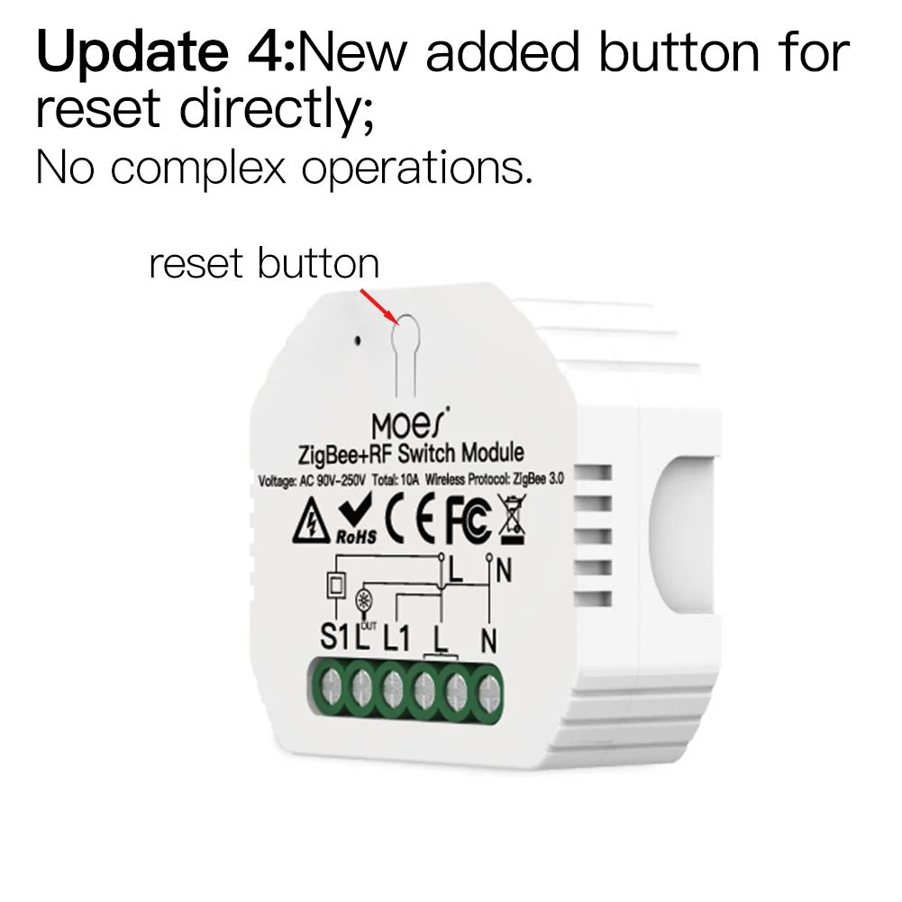 MOES Tuya ZigBee 3.0 RF Switch Module, Smart Light Switch Module 1/2 Gang 7