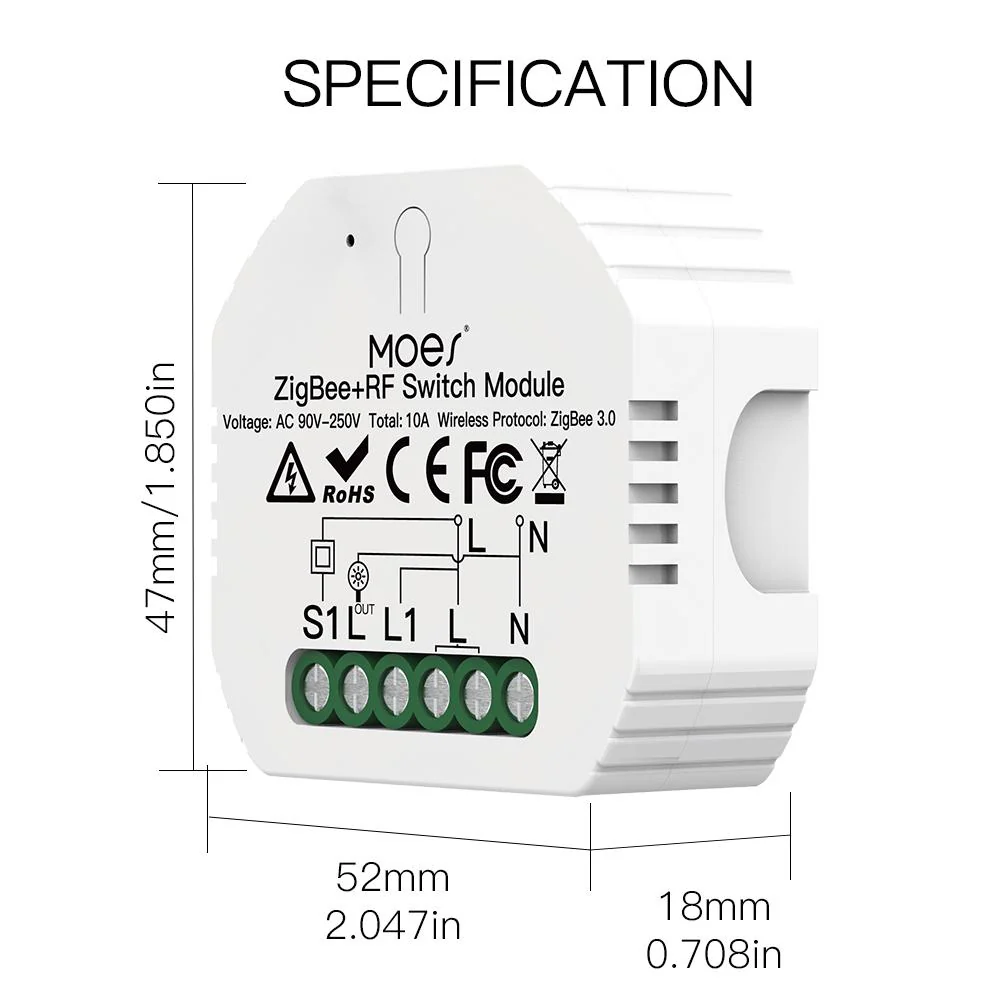 MOES Tuya ZigBee 3.0 RF Switch Module, Smart Light Switch Module 1/2 Gang 8